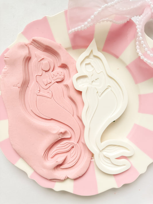 Mermaid with Birthday Cake - Debosser and Cutter